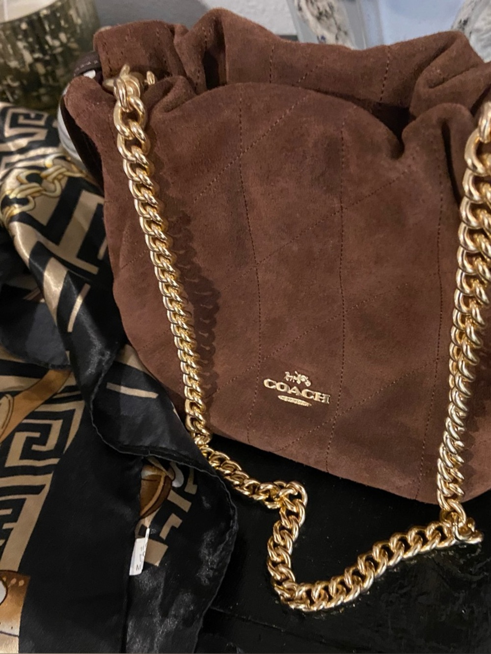 Spring Suede🌸 COACH Crossbody Bag in Rich Suede Brown